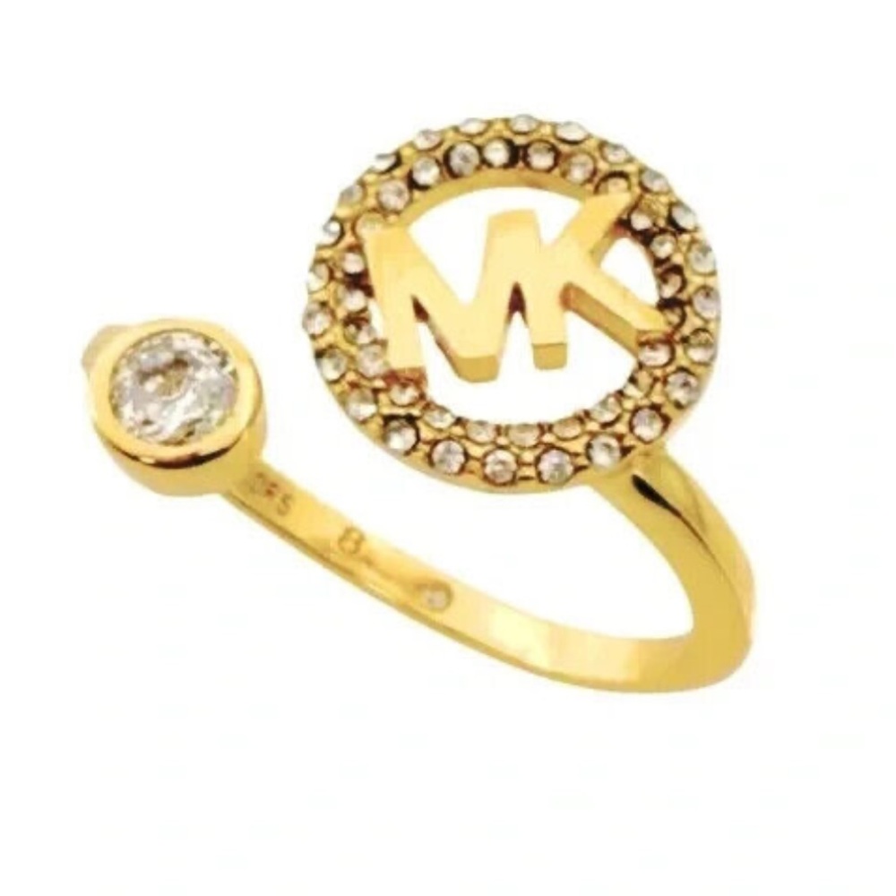 NEW Michael Kors Gold Encircled Logo Open Ring Size 6 - Picture 10 of 10